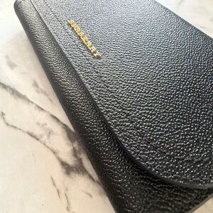 Burberry Kenton Black Soft Grain Wallet with Gold Logo